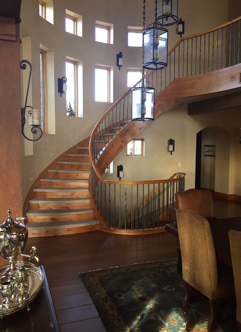 Custom Forged and Finished Interior Rail on Curved Staircase