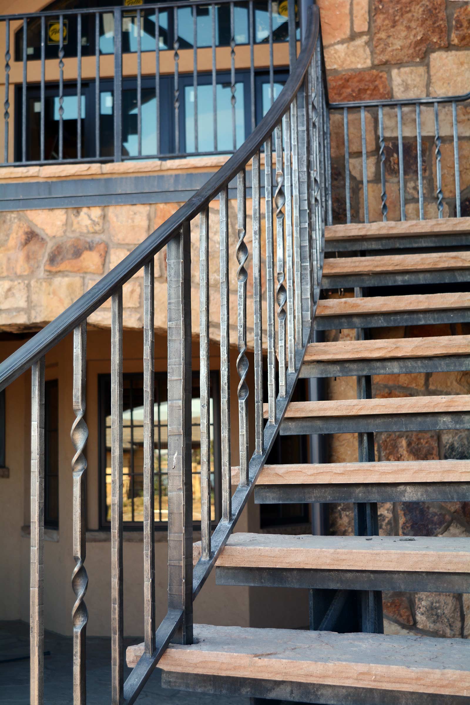 Exterior Stairs and Railing Handforged Steel Rails and Stairs